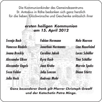 Glückwunschanzeige von ersten heiligen Kommunion von Super Sonntag / Super Mittwoch