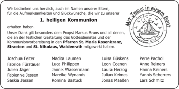 Glückwunschanzeige von heiligen Kommunion von Super Sonntag / Super Mittwoch