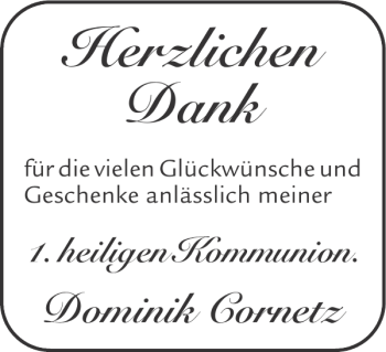 Glückwunschanzeige von Dominik Cornetz von Super Sonntag / Super Mittwoch