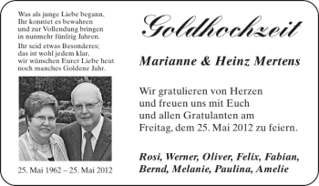 Glückwunschanzeige von Goldhochzeit  von Super Sonntag / Super Mittwoch