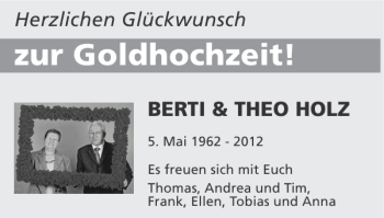 Glückwunschanzeige von Goldhochzeit  von Super Sonntag / Super Mittwoch