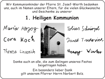 Glückwunschanzeige von Heiligen Kommunion von Super Sonntag / Super Mittwoch
