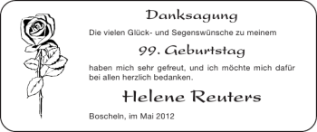 Glückwunschanzeige von Helene Reuters von Super Sonntag / Super Mittwoch