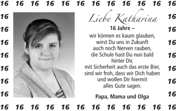 Glückwunschanzeige von Katharina  von Super Sonntag / Super Mittwoch