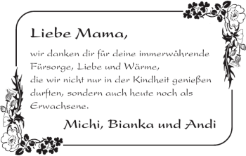 Glückwunschanzeige von Mama  von Super Sonntag / Super Mittwoch