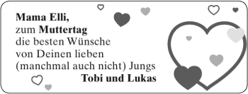 Glückwunschanzeige von Mama Elli Tobi und Lukas von Super Sonntag / Super Mittwoch
