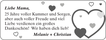 Glückwunschanzeige von Mama Melanie Christian von Super Sonntag / Super Mittwoch