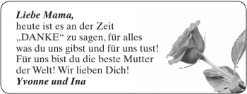 Glückwunschanzeige von Mama Yvonne und von Super Sonntag / Super Mittwoch