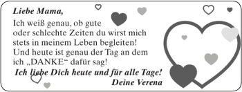 Glückwunschanzeige von Mama heute und für Verena von Super Sonntag / Super Mittwoch