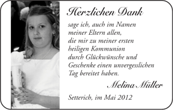 Glückwunschanzeige von Melina Müller von Super Sonntag / Super Mittwoch