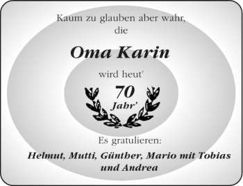 Glückwunschanzeige von Oma Karin von Aachener Zeitung / Aachener Nachrichten