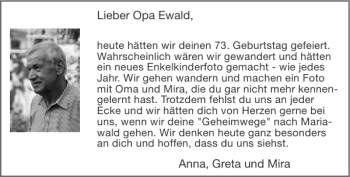 Glückwunschanzeige von Opa Ewald Anna Greta und Mira  von Super Sonntag / Super Mittwoch
