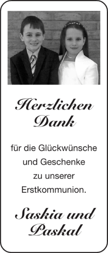 Glückwunschanzeige von Saskia und Paskal von Super Sonntag / Super Mittwoch