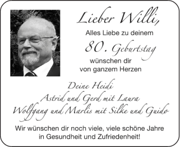 Glückwunschanzeige von Willi  von Aachener Zeitung / Aachener Nachrichten