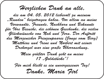 Glückwunschanzeige von an Maria Firl von Super Sonntag / Super Mittwoch