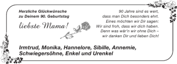 Glückwunschanzeige von liebste Mama von Aachener Zeitung / Aachener Nachrichten