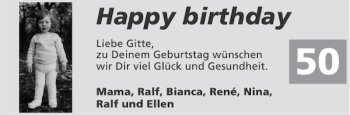 Glückwunschanzeige von   von Aachener Zeitung / Aachener Nachrichten