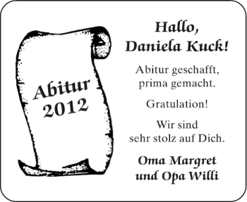 Glückwunschanzeige von Abitur  von Aachener Zeitung / Aachener Nachrichten