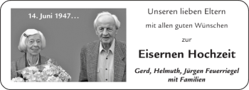 Glückwunschanzeige von Eisernen  von Aachener Zeitung / Aachener Nachrichten