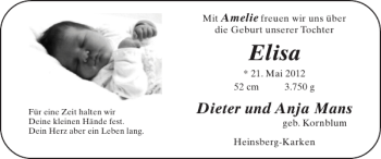 Glückwunschanzeige von Elisa  von Super Sonntag / Super Mittwoch