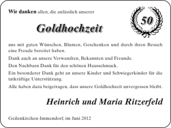 Glückwunschanzeige von Goldhochzeit  von Super Sonntag / Super Mittwoch