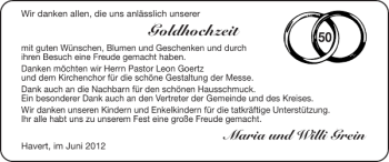 Glückwunschanzeige von Goldhochzeit  von Super Sonntag / Super Mittwoch