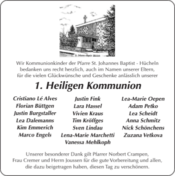 Glückwunschanzeige von Heiligen Kommunion von Super Sonntag / Super Mittwoch
