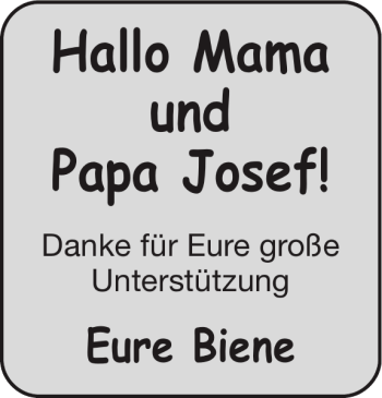 Glückwunschanzeige von Mama und Papa Josef von Super Sonntag / Super Mittwoch