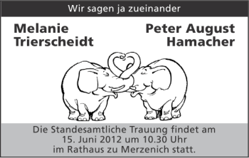 Glückwunschanzeige von Melanie Trierscheidt und Peter August Hamacher  von Super Sonntag / Super Mittwoch