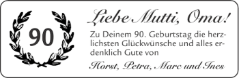 Glückwunschanzeige von Mutti Oma von Aachener Zeitung / Aachener Nachrichten