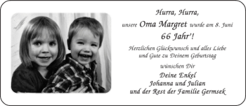 Glückwunschanzeige von Oma Margret von Aachener Zeitung / Aachener Nachrichten