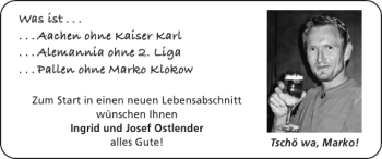 Glückwunschanzeige von Tschö wa von Super Sonntag / Super Mittwoch