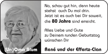 Glückwunschanzeige von und der Effertz-Clan von Super Sonntag / Super Mittwoch