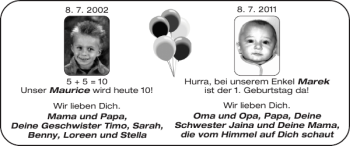 Glückwunschanzeige von   von Super Sonntag / Super Mittwoch
