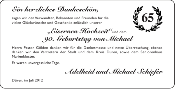 Glückwunschanzeige von   von Aachener Zeitung / Aachener Nachrichten