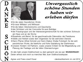 Glückwunschanzeige von Agnes und Franz-Josef Esser von Super Sonntag / Super Mittwoch