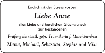 Glückwunschanzeige von Anne  von Super Sonntag / Super Mittwoch