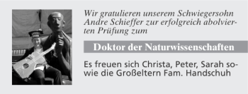 Glückwunschanzeige von Doktor der Naturwissenschaften von Super Sonntag / Super Mittwoch