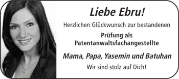 Glückwunschanzeige von Ebru  von Super Sonntag / Super Mittwoch