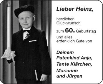 Glückwunschanzeige von Heinz  von Aachener Zeitung / Aachener Nachrichten