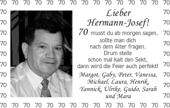 Glückwunschanzeige von Hermann-Josef  von Super Sonntag / Super Mittwoch