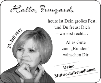 Glückwunschanzeige von Irmgard  von Aachener Zeitung / Aachener Nachrichten