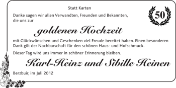 Glückwunschanzeige von Karl-Heinz und Sibille Heinen von Super Sonntag / Super Mittwoch