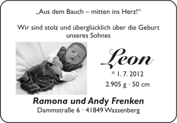 Glückwunschanzeige von Leon  von Super Sonntag / Super Mittwoch