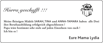 Glückwunschanzeige von Mama Lydia von Super Sonntag / Super Mittwoch