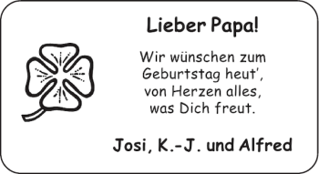 Glückwunschanzeige von Papa  von Aachener Zeitung / Aachener Nachrichten