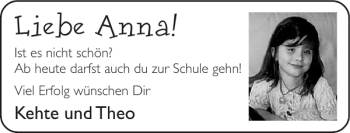 Glückwunschanzeige von Anna  von Super Sonntag / Super Mittwoch