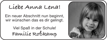 Glückwunschanzeige von Anna Lena von Super Sonntag / Super Mittwoch