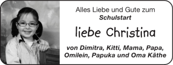 Glückwunschanzeige von Christina Christina von Super Sonntag / Super Mittwoch