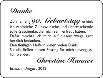 Glückwunschanzeige von Christine Hannes von Super Sonntag / Super Mittwoch
